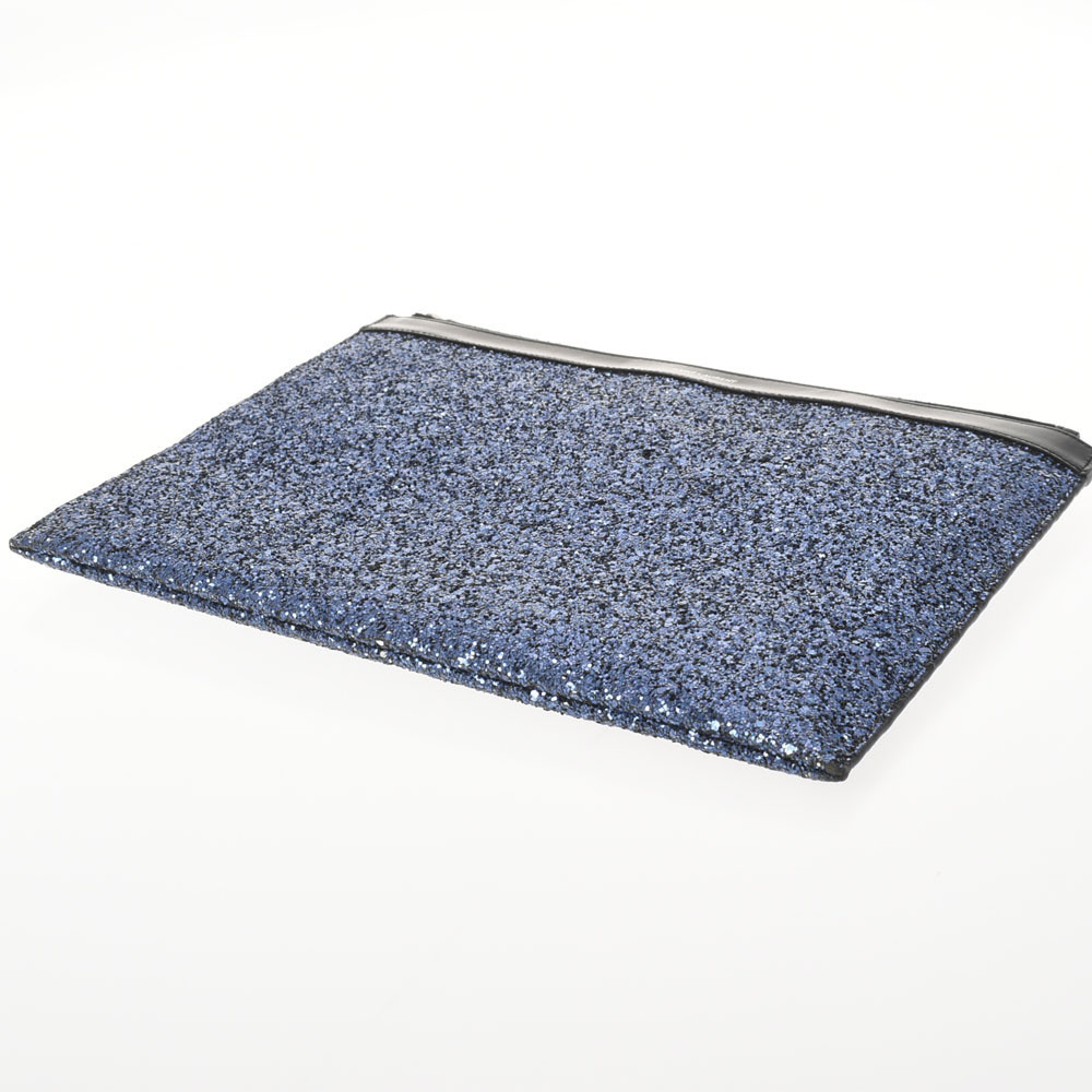 SAINT LAURENT Blue Leather Lame Clutch Bag - Picture 3 of 11